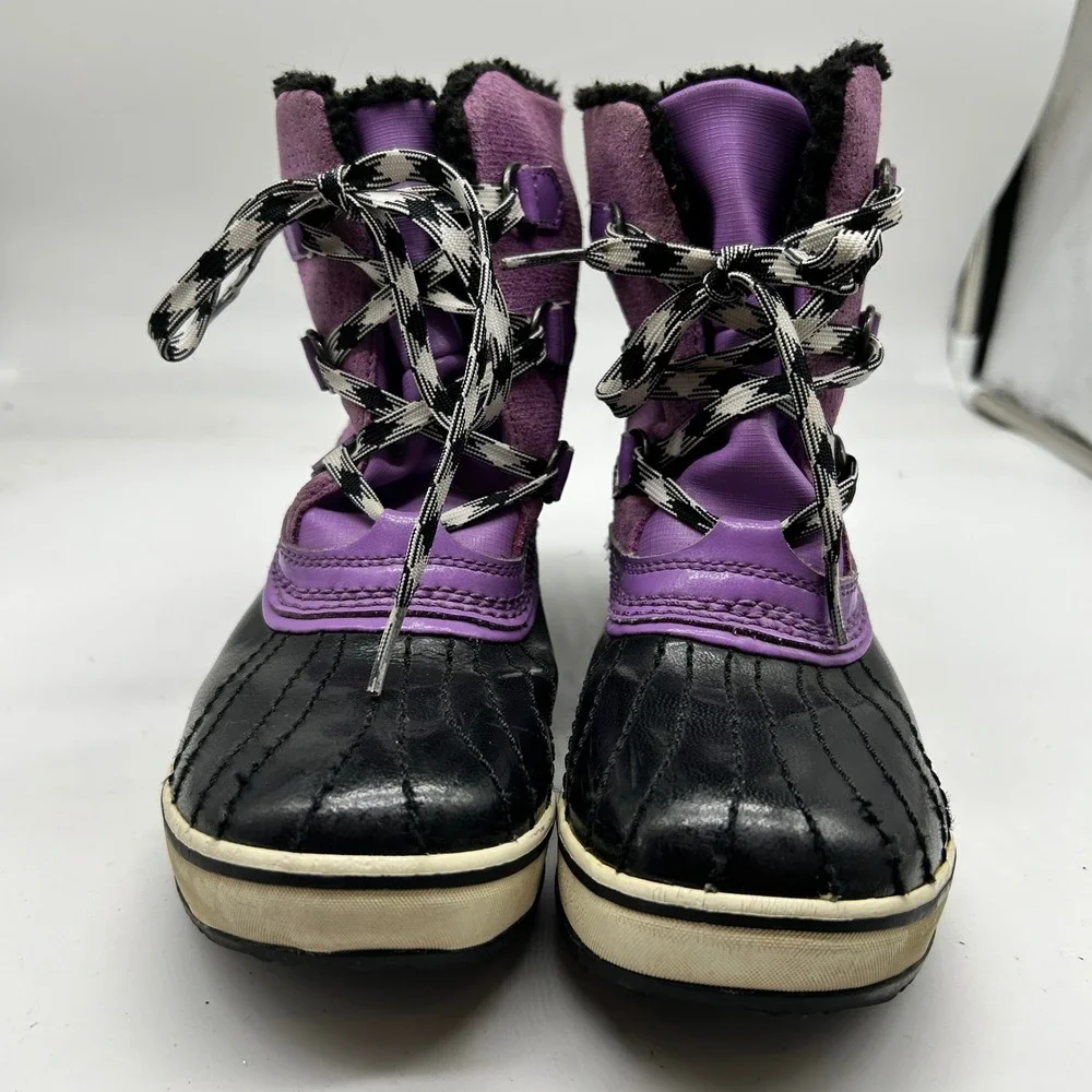Sorel Tivoli Mid Purple Black Waterproof Boots Lace‎ Up Youth Size 5